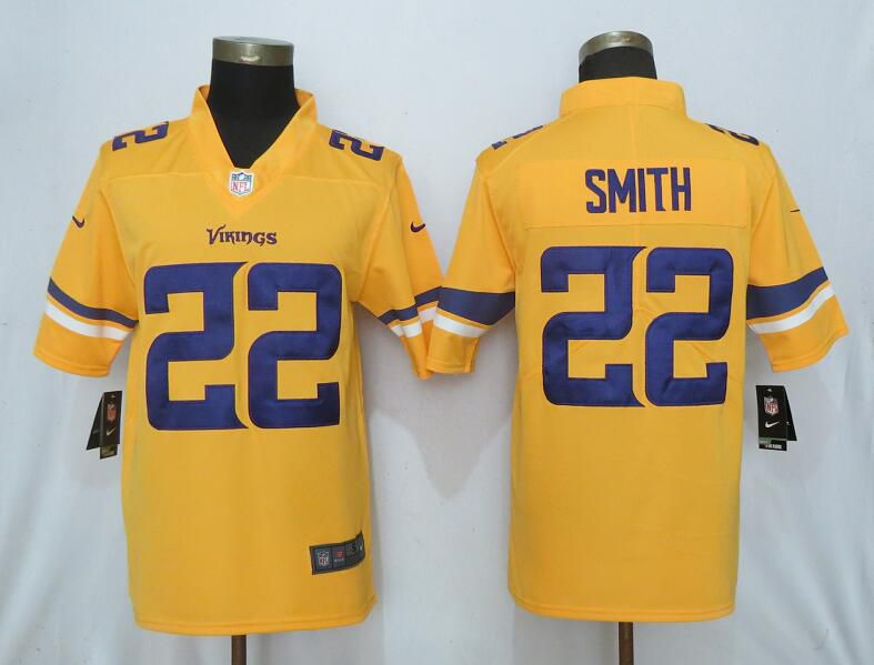 Men Nike Minnesota Vikings #22 Smith 2019 Vapor Untouchable Gold Inverted Legend Limited Jersey